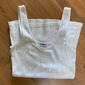 EXPRESS XS white sequin tank top